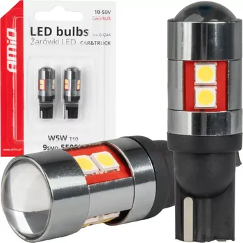 Autožárovka LED žárovky CANBUS T10 W5W 9 SMD 3030 Bílé 12V 24V 36V 48V AMiO, 2KS (04244)