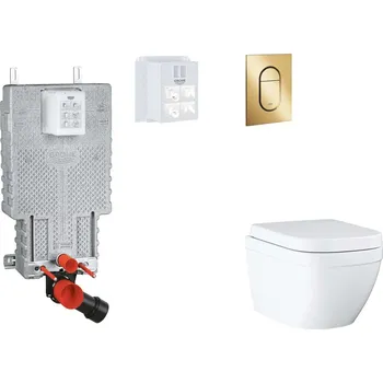 Grohe Uniset - Set předstěnové instalace, klozetu, sedátka SoftClose a tlačítka Arena Cosmopolitan S, Triple Vortex, Cool Sunrise SANI15BB4110