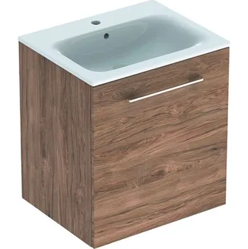 Geberit Selnova Square - Umyvadlová skříňka 64x59x48 cm, s umyvadlem, 1 dvířka, ořech hickory 501.254.00.1