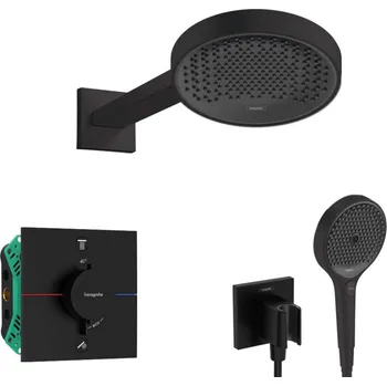 Sprchový set Hansgrohe - Sprchový set s termostatem pod omítku, s tělesem, průměr 25 cm, 3 proudy, matná černá SANI21HHH407