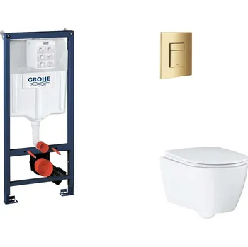 Klozet Grohe Rapid SL - Set předstěnové instalace, klozetu, sedátka SoftClose a tlačítka Skate Cosmopolitan, Cool Sunrise SANI11BB4137