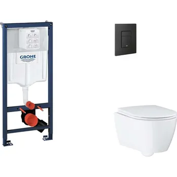 WC sada Grohe Rapid SL - Set předstěnové instalace, klozetu, sedátka SoftClose a tlačítka Even, phantom black SANI11BB5122