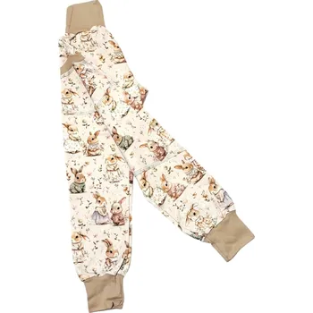 Dětské rostoucí tepláky s kapsami 86 92 Velikost: 86/92 zajíčci béžová Dětské tepláky