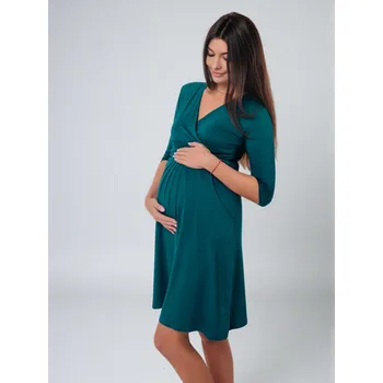 Těhotenské šaty Těhotenské a kojící šaty s kapsami Chelsea 3v1 - tmavě tyrkysové, 3/4 rukáv Velikost: M