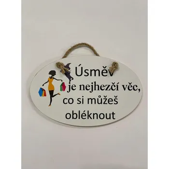 Dřevěná dekorace - Úsměv, 23x14 cm Jazyk: CZ