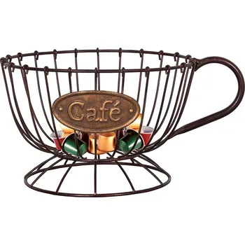 Úložný box Antic Line Drátěný košík ve tvaru šálku nejen na kávové kapsle