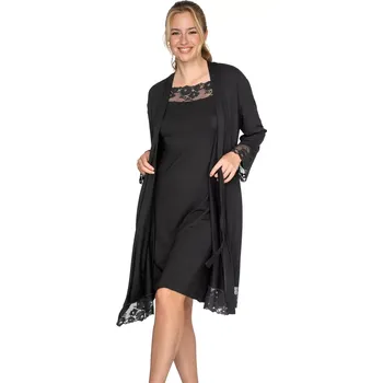 Dámský župan Dámský luxusní župánek s krajkou Timo Desire 310862 černá velikost S