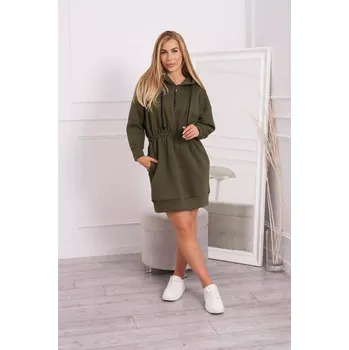 Dámské šaty Dámské šaty s kapucí 68470 Khaki zelená - K-Fashion khaki-tm.zelená uni