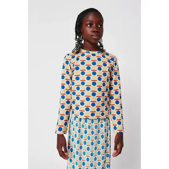 Chlapecké tričko Dětské bavlněné tričko s dlouhým rukávem Bobo Choses Geometric Scacs 225AC023 zelená 70X, vel. 111/122