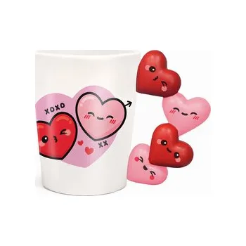 Keramický hrnek s tvarovaným uchem-J'Adoramals Srdce-XOXO