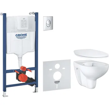 Grohe Solido - Set předstěnové instalace, klozetu a sedátka Bau Ceramic, softclose, tlačítko Skate Air, chrom 39888000