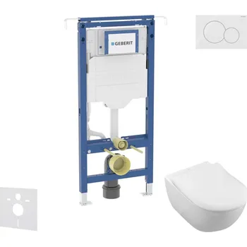 Geberit Duofix - Set předstěnové instalace, klozetu a sedátka Villeroy Boch, tlačítka Sigma01, DirectFlush, SoftClose, CeramicPlus, lesklý chrom SANI11CK1100