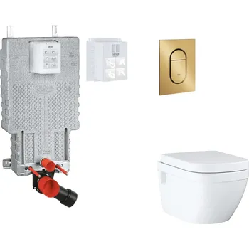 Grohe Uniset - Set předstěnové instalace, klozetu, sedátka SoftClose a tlačítka Arena Cosmopolitan S, kartáčovaný Cool Sunrise SANI15BB4114