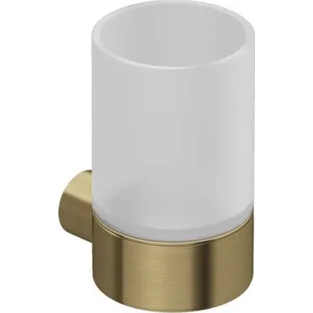 Držák na kartáček Kludi Vela R - Držák kartáčků a pasty, sklo/kartáčované zlato 58975N0