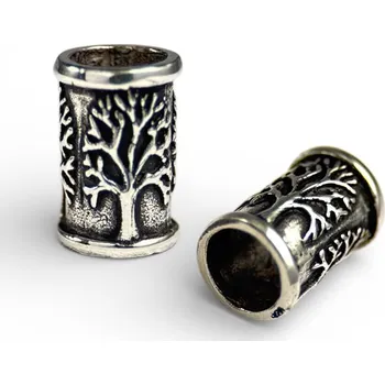 Přívěsek Megalith STROM ŽIVOTA - stříbrný korálek (nejen) do vousů, Ag 925