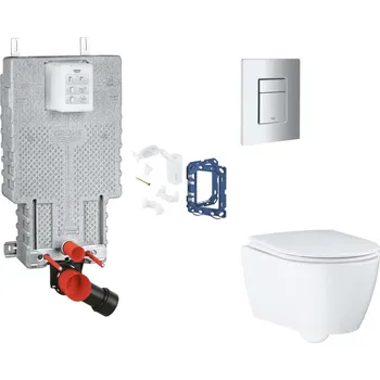 WC sada Grohe Uniset - Set předstěnové instalace, klozetu, sedátka SoftClose, tlačítka Skate Cosmopolitan a sady pro vhazování tablet, matný chrom SANI15BB2120