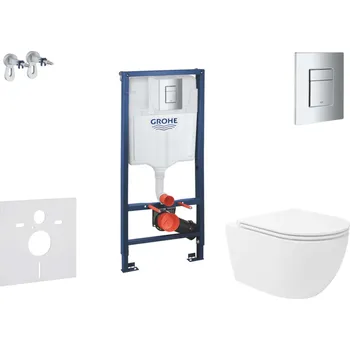 WC sada Grohe Rapid SL - Set předstěnové instalace, klozetu Oudee Vortex a sedátka softclose, tlačítko Skate Cosmopolitan, chrom SANI11BA3109