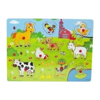 Dřevěná hračka Puzzle drewniane z uchwytami wiejskie zwierzęta