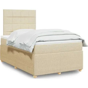 Postel vidaXL Box spring postel s matrací 120x190 cm textil [3291998] Barva: krémová