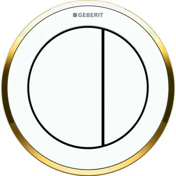 Splachovací tlačítko Geberit Splachovací systémy - Oddálené ovládání typ 10, pneumatické, pro 2 množství splachování, bílá/pozlacená 116.055.KK.1