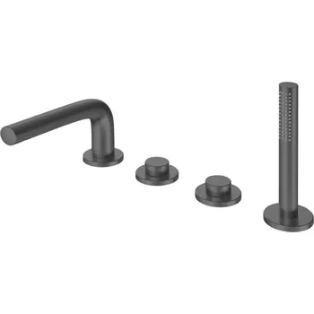 Vodovodní baterie Keuco Edition 400 - Baterie na okraj vany, 4-otvorová instalace, černý chrom kartáčovaný 51530130100