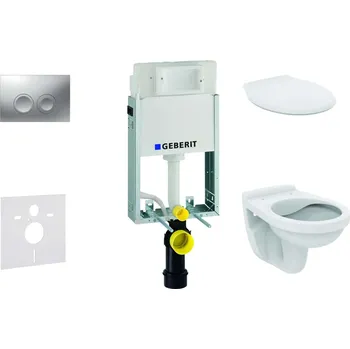 Geberit Kombifix - Set předstěnové instalace, klozet Alpha se sedátkem, tlačítko Delta21, matný chrom 110.100.00.1 NR3