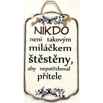 Bondecor Dřevěná dekorace "Nikdo není takovým miláčkem štěstěny, aby nepotřeboval přítele" 15x25cm, 15x25 cm Jazyk: SK