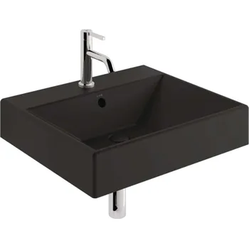 Umyvadlo Kludi Resa - Umyvadlo 61x51 cm, s přepadem, s otvorem pro baterii, matná černá 59WW6139