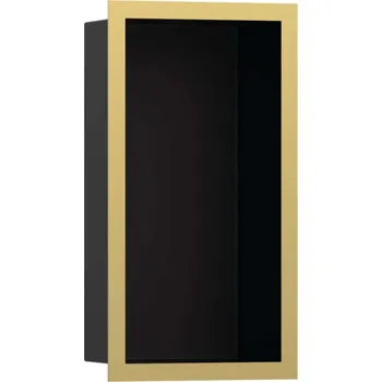 Koupelnový nábytek Hansgrohe XtraStoris Individual - Výklenek do stěny s designovým rámem, 30x15x10 cm, matná černá/leštěný vzhled zlata 56095990