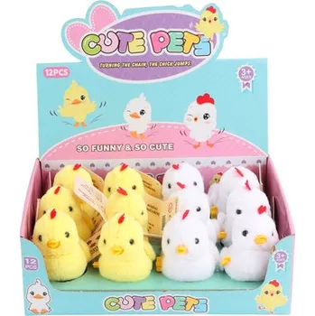 plyšák PLYŠÁKOV - Natahovací skákající kuřátko s červeným hřebínkem - 2 druhy