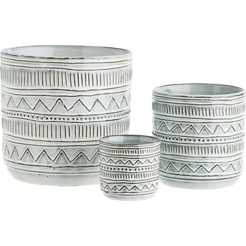 Obal na květináč MADAM STOLTZ Kameninový obal na květináč White / Brown S