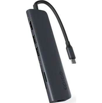 USB hub iWant 7v1 multimediální hub 8K s USB-C temně inkoustový Temně inkoustová