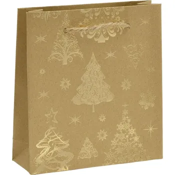 Dárková taška Šperky4U Vánoční dárková taška - zlatý motiv - KR0372-GD