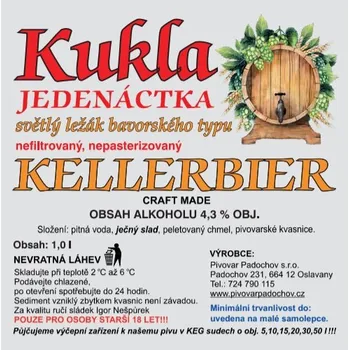 Pivo Pivovar Padochov Padochov Kukla Kellerbier 11° - 1l Pet láhev