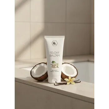 Tělový krém Zpevňující tělový balzám Kokos & Vanilka s Q10 a kyselinou hyaluronovou Hydratační a zpevňující tělová péče s Q10