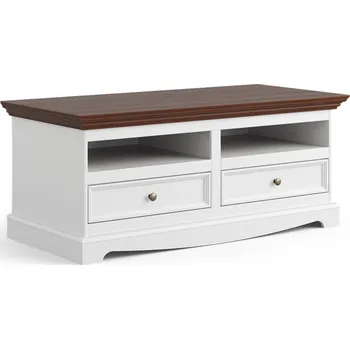 Televizní stolek Massivo.cz TV stolek Belluno Elegante, dekor bílá | ořech, masiv, borovice