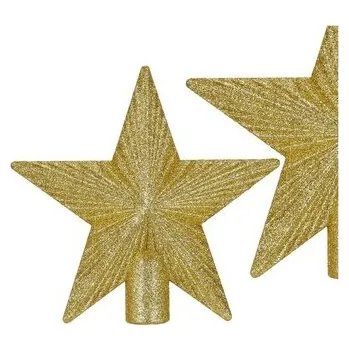 Vánoční ozdoba Hvězda na stromeček 21 cm třpytivá zlatá, vánoční ozdoba