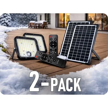 SOLÁRNÍ LED REFLEKTOR SE SOLÁRNÍM PANELEM 30W, 4800LM, IP65, 6000MAH/2-PACK! Neutrální bílá