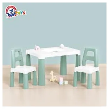 Dětsný nábytek Stół dziecięcy zielony z dwoma krzesełkami