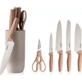 Kuchyňský nůž Gooda 6-dílná sada kuchyňských nožů s blokem bílá (36807)