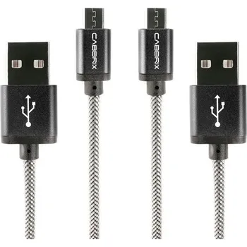 USB hub CABBRIX Micro USB nabíjecí kabel černý [2 ks] 3m dlouhý nylon 2,4A synchronizace s Androidem pro