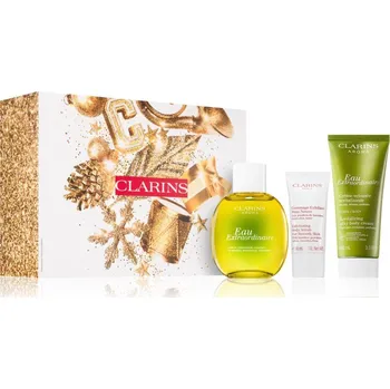 Dámský parfém Clarins Eau Extraordinaire osvěžující voda 100 ml + vyživující tělový krém pro smíšenou až mastnou pokožku 100 ml + hydratační tělový peeling pro jemnou a hladkou pokožku 30 ml