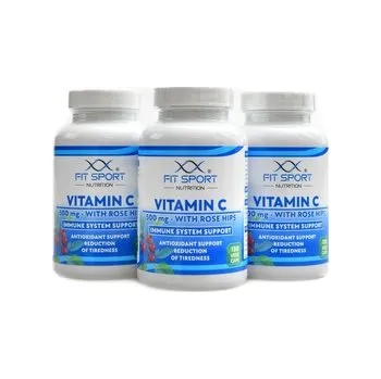 FitSport Nutrition - Vitamin C 500 mg with rose hips 3 x 130 vege kapslí economy pack