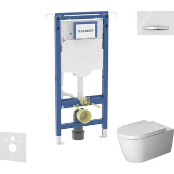 Geberit Duofix - Set předstěnové instalace, klozetu a sedátka Duravit ME by Starck, tlačítka Sigma50, Rimless, SoftClose, alpská bílá SANI11CP3114