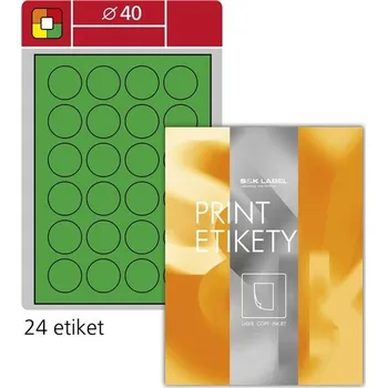 Kotouček do pokladny a tiskárny štítků Kulaté etikety S&K Label, 40 mm, fluoresc. zelené