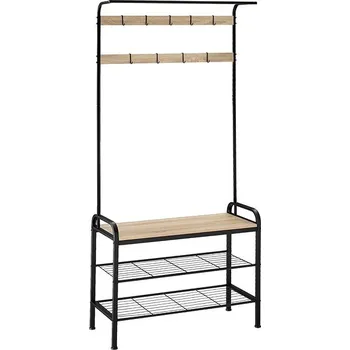 Tectake Věšák s botníkem, 85,5×36×184cm, Industrial světlé dřevo, dub Sonoma