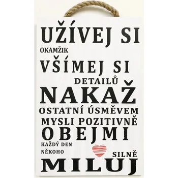 Dřevěný obraz "Užívej si" 20x30 cm CZ/SK tištěné na dřevo bez rámu Jazyk: CZ