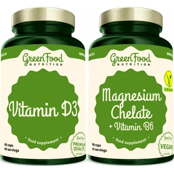 GreenFood Duopack Magnesium Chelate + Vitamin B6 90 cps. + Vitamin D3 60 cps.