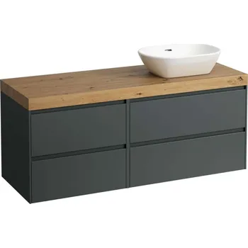 Nábytek Laufen Lani - Umyvadlová skříňka, 58x137x49 cm, 4 zásuvky, výřez vpravo, šedá/dub H4065831122661