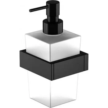 Dávkovač mýdla Steinberg 460 - Dávkovač mýdla s držákem, bílé sklo/matná černá 460 8001 S